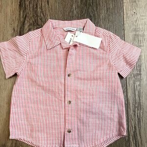 6-12 months Janie and Jack Striped Red Button down Shirt